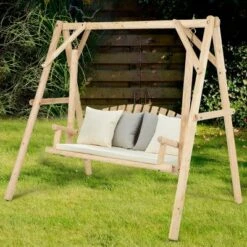Tangkula Porch Swing Wooden Swing Rustic Frame Patio Furniture -Tangkula GUEST 79c19779 ca28 491d a53c 5a113a3ddfb1