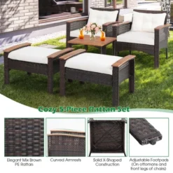Tangkula 5 PCS Patio Rattan Sofa Set Outdoor Wicker Conversation Set W/ Coffee Table & Cushion -Tangkula GUEST 7a2f257b 0377 42b6 a3b9 96c403bd63f9