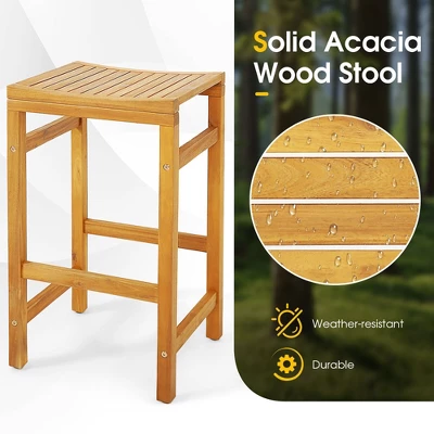 Tangkula 5 Pieces Patio Acacia Wood Bar Set Outdoor Bar Height Table & Saddle Stool Chairs Set 1 Tangkula 5 Pieces Patio Acacia Wood Bar Set Outdoor Bar Height Table & Saddle Stool Chairs Set