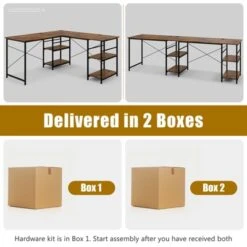 Tangkula Large L-shaped Computer Desk 60” Convertible Corner Desk With 4 Storage Shelves 95” 2-Person Long Study Writing Workstation Black/Rustic Brown/Natural/Grey 20 Tangkula Large L-shaped Computer Desk 60” Convertible Corner Desk With 4 Storage Shelves 95” 2-Person Long Study Writing Workstation Black/Rustic Brown/Natural/Grey -Tangkula GUEST 7a981ae5 33b2 4ccc 98b1 8bca31bd88bb