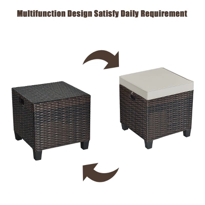 Tangkula 4PCS Rattan Ottoman Outdoor Patio Furniture Cushioned Footstool Footrest 7 Tangkula 4PCS Rattan Ottoman Outdoor Patio Furniture Cushioned Footstool Footrest - Image 7