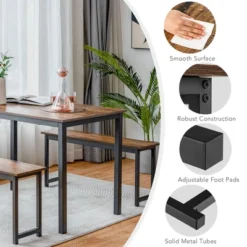 Tangkula 3pcs Dining Table Set For 4 Modern Industrial Counter Height Kitchen Table Set With 2 Benches For Dining Room Natural/Brown 17 Tangkula 3pcs Dining Table Set For 4 Modern Industrial Counter Height Kitchen Table Set With 2 Benches For Dining Room Natural/Brown -Tangkula GUEST 7b2fc459 4c75 4e89 87d6 d3dd1bd6387d