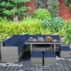 Tangkula 7PCS Rattan Patio Sectional Sofa Set Conversation Set W/ Navy Cushions