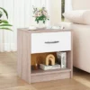 Tangkula 2 PCS Nightstand W/ Drawer Side Table W/ Slide-out Drawer Open Storage Shelf