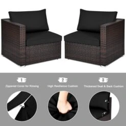 Tangkula 2PCS Rattan Corner Sofa Set Patio Outdoor Furniture Set W/ 4 Black Cushions 13 Tangkula 2PCS Rattan Corner Sofa Set Patio Outdoor Furniture Set W/ 4 Black Cushions -Tangkula GUEST 7c9882bd 5e11 4158 9d23 e693474bb694