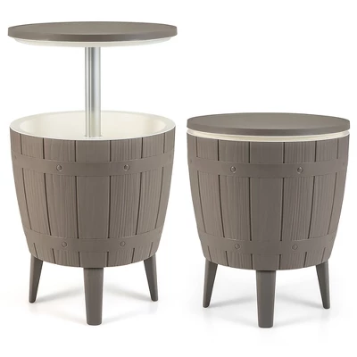 Tangkula 10 Gallon Cooler Bar Table W/ Telescopic Tabletop 3-in-1 Coffee Table Ice Bucket 9 Tangkula 10 Gallon Cooler Bar Table W/ Telescopic Tabletop 3-in-1 Coffee Table Ice Bucket - Image 9