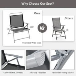 Tangkula 3 Piece Patio Folding Chair Set W/ Coffee Table & Extra-Large Seat Porch Backyard Poolside -Tangkula GUEST 7ccd95f9 eec0 4a23 8433 1f7672c37fa4