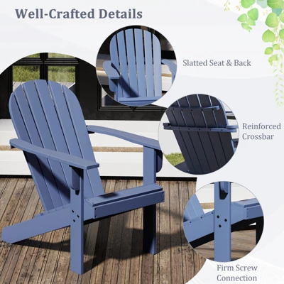 Tangkula 4PCS Patio Adirondack Chair W/ Inclined Seat High Backrest & Wide Armrests 2 Tangkula 4PCS Patio Adirondack Chair W/ Inclined Seat High Backrest & Wide Armrests - Image 2