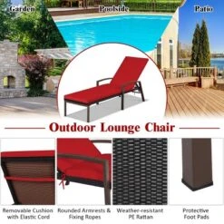 Tangkula 2 PCS Patio Rattan Chaise Lounge Chair Outdoor Reclining Chaise With Cushion And Armrest Wicker Sun Lounger With Adjustable Backrest -Tangkula GUEST 7ed7a896 1fd2 43b7 b6ab 0a50cdc026e8