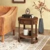 Tangkula 2-Tier Nightstand W/ Shelf & Wood Grains Drawer Round White/Brown
