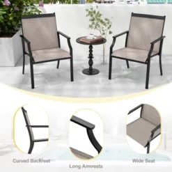 Tangkula Patio Chairs Set Of 4 Dining Chairs W/ Curved Backrest Long Armrest Breathable Fabric -Tangkula GUEST 7f74a88e 8ef9 46ed 855c 5c5f152a990e