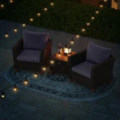 Tangkula Set Of 3 Rattan Bistro Furniture Set Solid Acacia Wood Table Top Cushioned Sofa Patio -Tangkula GUEST 7ff26cc4 37d3 48e4 a6b6 d8868fc79448