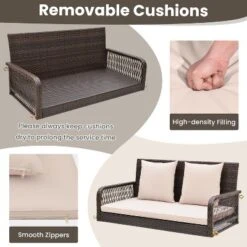 Tangkula Wicker Outdoor Porch Swing 800 LBS Capacity Outdoor Swing Bench W/ Hanging Chains 13 Tangkula Wicker Outdoor Porch Swing 800 LBS Capacity Outdoor Swing Bench W/ Hanging Chains -Tangkula GUEST 803480e9 4c96 4a94 8a83 cf7ad224f746