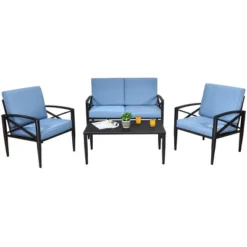 Tangkula 4-Piece Outdoor Aluminum Patio Conversation Set Cushioned Sofa Chair With Coffee Table -Tangkula GUEST 8088144d a95d 4508 844b 4291d9e1f8bb