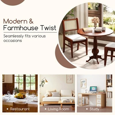 Tangkula 2PCS Rattan Dining Chairs Upholstered Kitchen Chairs W/ Rubber Wood Frame 7 Tangkula 2PCS Rattan Dining Chairs Upholstered Kitchen Chairs W/ Rubber Wood Frame - Image 7