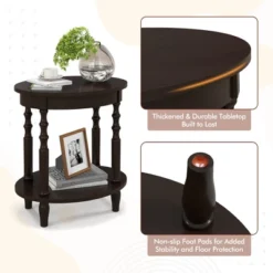 Tangkula 2-Tier End Table Oval Compact Sofa Side Nightstand W/ Storage Shelf -Tangkula GUEST 80be8b7b e4c3 4fff 84c0 36e552b3f0f1