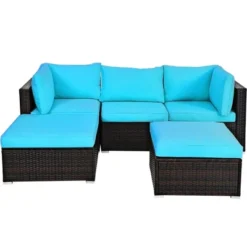 Tangkula 5PCS Cushioned Rattan Patio Conversation Set Outdoor Furniture Set W/ Ottoman 19 Tangkula 5PCS Cushioned Rattan Patio Conversation Set Outdoor Furniture Set W/ Ottoman -Tangkula GUEST 80c2238e bdf2 4e4b 8201 0a33c3c5a1f5