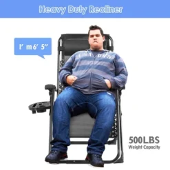 Tangkula Oversized Zero Gravity Lounge Chair Folding Recliner W/ Cup Holder & Pillow, Black -Tangkula GUEST 8110c160 6e62 47b3 a9bf 6794438aa1fb