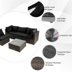 Tangkula Patio Rattan 6PCS Cushioned Sofa Set Furniture Set Thick Cushion With 34.5" Fire Pit Table For Garden Black/Blue/Red/Turquoise/Off White 17 Tangkula Patio Rattan 6PCS Cushioned Sofa Set Furniture Set Thick Cushion With 34.5" Fire Pit Table For Garden Black/Blue/Red/Turquoise/Off White -Tangkula GUEST 81843055 f4c8 4ce3 99c3 f9fd9fd9cab5