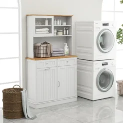 Tangkula Double Tilt Out Trash Cabinet W/ Hutch Kitchen Pantry Storage Cabinet White 12 Tangkula Double Tilt Out Trash Cabinet W/ Hutch Kitchen Pantry Storage Cabinet White -Tangkula GUEST 8202fd65 64e9 4e76 bfef 89ac96461c74