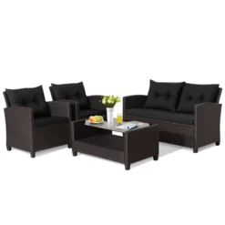 Tangkula 8PCS Outdoor Conversation Set Patio PE Rattan Set W/ Glass Table & Sofa Cushions -Tangkula GUEST 824808f7 80ea 4d1e af1b af7489126a32