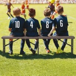 Tangkula 6 Ft Plastic Folding Bench Portable Fold-in-Half Seat W/ 1320 LBS Capacity Gray