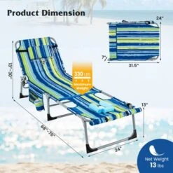 Tangkula Folding Chaise Lounge Chair Sunbathing Recliner W/ Face Hole & Removable Pillow Navy Blue -Tangkula GUEST 8277627b fc30 4f00 8b0b 3f46ba67023c 1