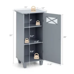 Tangkula Bathroom Cabinet Free Standing Storage Side Table Organizer Adjustable Grey -Tangkula GUEST 83a4dfcd 07bc 4ce0 81d5 33f16657cc6c