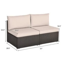 Tangkula 2PCS Patio Sectional Armless Sofas Outdoor Rattan Furniture Set W/ Cushions -Tangkula GUEST 83cad741 b0dd 4dcc b1ff 5a906fc3c8e4