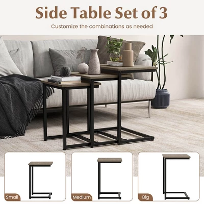 Tangkula 3 Pcs Nesting Coffee End Table Set Stacking Side Nightstand Living Room 5 Tangkula 3 Pcs Nesting Coffee End Table Set Stacking Side Nightstand Living Room - Image 5
