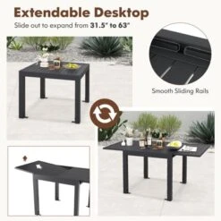 Tangkula Extendable Outdoor Dining Table 31.5 -63 Inches Patio Dining Table W/ All-weather Aluminum Frame Large Rectangular Table -Tangkula GUEST 842e59a1 3c46 4643 89a6 2751fabff9aa