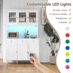 Tangkula 77" Tall Kitchen Pantry Storage Cabinet With LED Lights And Power Outlets -Tangkula GUEST 84869a59 46c0 4c3c 8b8c eb120c1acd69