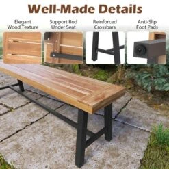 Tangkula 2PCS 63" Acacia Wood Outdoor Bench 3-Person Patio Bench With 800 Lbs Weight Capacity Outdoor Backless Bench With Heavy-Duty Metal Frame 13 Tangkula 2PCS 63" Acacia Wood Outdoor Bench 3-Person Patio Bench With 800 Lbs Weight Capacity Outdoor Backless Bench With Heavy-Duty Metal Frame -Tangkula GUEST 85776da7 635c 4da4 ac23 542593aa4b96 1