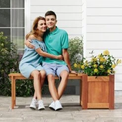 Tangkula Bench With Planter Box 2 In 1 Wooden Flower Box Kit With Seat Open-ended Base Slotted Construction 1/2pcs -Tangkula GUEST 859e19e3 8f71 45da b7da fead5ee807da