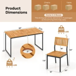 Tangkula 7 PCS Outdoor Dining Set For 6 Acacia Wood Rectangular Table & 6 Armless Chairs -Tangkula GUEST 868b1169 1fd8 49d4 8b4d 5d762853a991