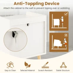 Tangkula Modern Nightstand End Bedside Table W/ 3 Rattan Drawers & Solid Wood Legs White 12 Tangkula Modern Nightstand End Bedside Table W/ 3 Rattan Drawers & Solid Wood Legs White -Tangkula GUEST 86b8c56b 4a34 4367 b17f 824300228281