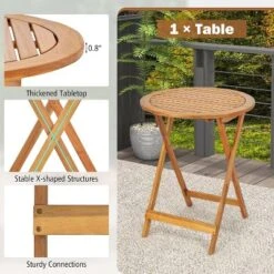 Tangkula 3PCS Folding Bistro Set Solid Acacia Wood Table & Chairs Slatted Tabletop Patio 12 Tangkula 3PCS Folding Bistro Set Solid Acacia Wood Table & Chairs Slatted Tabletop Patio -Tangkula GUEST 8724e77e 586d 4dba a665 bcec31279d6e