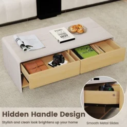 Tangkula Home Coffee Table W/ 2 Drawers & 2 Storage Shelf Rectangle Table Cocktail Table -Tangkula GUEST 875745b5 db1e 479c b9ae 3f91e1ee25d7