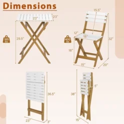 Tangkula 3 Piece Folding Outdoor Patio Bistro Set Space Saving Foldable Acacia Wood Porch Chairs And Square Table -Tangkula GUEST 8757bd11 1785 4a6a 96da e9e032c6615d