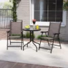 Tangkula 3 Pieces Bistro Set Outdoor Furniture Set W/Tempered Glass Table Umbrella Hole Quick-dry Fabric