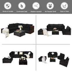 Tangkula 6PCS Rattan Patio Sectional Sofa Set Outdoor Furniture Set W/ Black Cushions -Tangkula GUEST 877ba0d3 13b7 4377 87d6 3ddf5b46098b