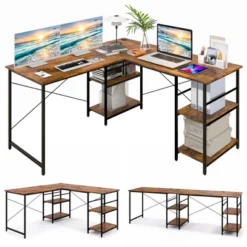 Tangkula Large L-shaped Computer Desk 60” Convertible Corner Desk With 4 Storage Shelves 95” 2-Person Long Study Writing Workstation Black/Rustic Brown/Natural/Grey 22 Tangkula Large L-shaped Computer Desk 60” Convertible Corner Desk With 4 Storage Shelves 95” 2-Person Long Study Writing Workstation Black/Rustic Brown/Natural/Grey -Tangkula GUEST 877f6c3a 8c54 4f0e b229 5eb69946f1d4