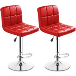 Tangkula Modern Square PU Leather Adjustable Swivel Barstools,Set Of 2 -Tangkula GUEST 879215aa 2b70 4101 bb2c 9051b3d0e18a