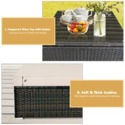 Tangkula 5PCS Rattan Sectional Sofa Set Patio Furniture Set W/ Beige Cushion Pillow -Tangkula GUEST 881be656 7860 407d 8d2b ca274ff4382b