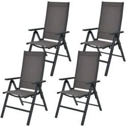 Tangkula 4 Pack Folding Dining Chairs Adjustable Reclining Back Chairs Suitable For Outdoor & Indoor Gray -Tangkula GUEST 8826572a ef2a 411d 9b36 1d7733ceb597