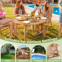 Tangkula Round Patio Dining Table Acacia Wood Outdoor Dining Table W/ 2" Umbrella Hole -Tangkula GUEST 8850eacd 7818 47a5 8ea2 f5fa152047bb