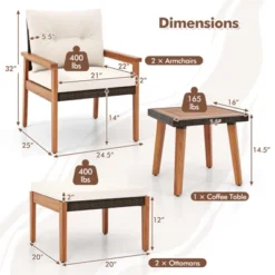 Tangkula 5 Pieces PE Rattan Patio Conversation Set Wicker Chairs With Square Coffee Table Ottomans & Soft Cushions -Tangkula GUEST 8916d8cb e8b6 498a a09c c9cdd7f12ebf