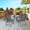 Tangkula 4 Pack Folding Dining Chairs Adjustable Reclining Back Chairs Suitable For Outdoor & Indoor Gray