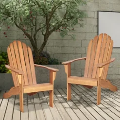 Tangkula 2PCS Wooden Classic Adirondack Chair Lounge Chair Outdoor Patio Natural -Tangkula GUEST 8a2ca44f 09bc 4618 b1a1 5b8c92b6fa6d