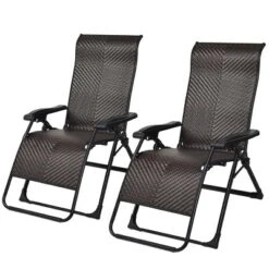 Tangkula 2-Piece Patio Rattan Wicker Recliner Chair Zero Gravity Folding Chaise Lounger -Tangkula GUEST 8a70ea47 1cbf 499d 916a 70413180d34f